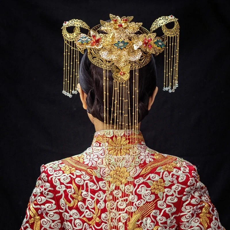 Китайская древняя Принцесса аксессуары для волос большая корона винтажная принцесса Хэллоуин косплей корона для волос королева императрица Hairwear