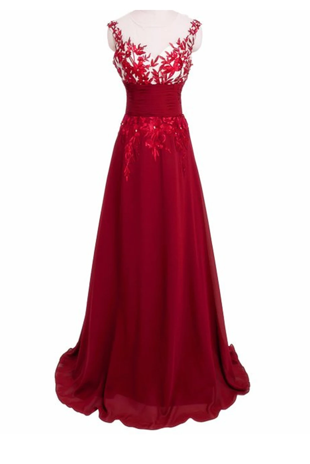 

Long Chiffon Lace Evening Formal Party Ball Gown