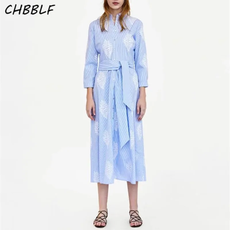 Новый европейский богемное Платье с принтом отложной воротник длинное платье