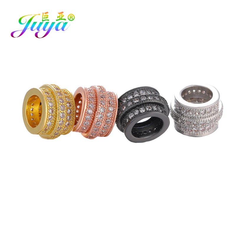 

Juya DIY Beading Jewelry Tube Beads Supplies Handmade Big Hole Copper Charm Beads For Natutal Stones Beadwork Jewelry Making