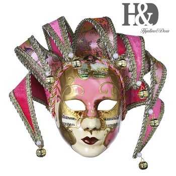 

H&D Pink Masquerade Mask Jester Venetian Resin Music Mardi Gras Wall Easter Decoration Gift