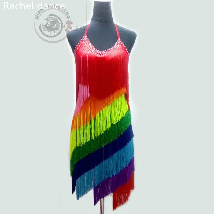 2017 Fringe Latin Dancing Clothing Harness Style Back Open Sleeveless
