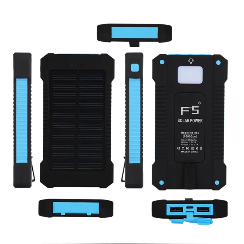 14,9 см x 7,4 см x 1,8 см DIY водонепроницаемый двойной USB+ без батареи Солнечный светодиодный 50000 мАч Внешний аккумулятор зарядное устройство чехол Комплект - Цвет: Blue