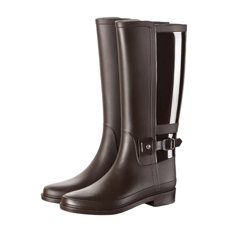 Rain Boots New Fashion Women PVC Rubber Shoes Punk Style Heel Waterproof Non-Slip Riding Boots Shoes Knight Tall Boots Female