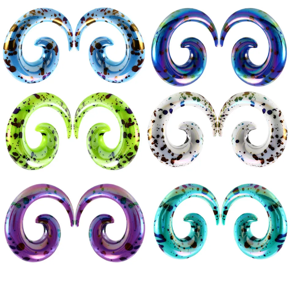 

MODRSA 1Pair Acrylic Spiral Ear Plugs and Tunnels Ear Piercings Ear Expanders Stretchers Earrings Gauges Body Jewelry