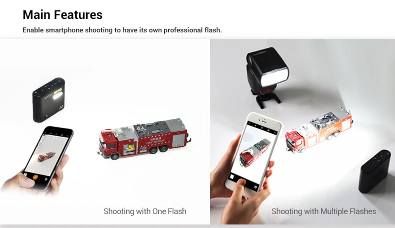 Godox A1 Смартфон Флэш-Системы 2.4 г Беспроводной flash триггер постоянный свет с Батарея для iphone 6S 7 плюс