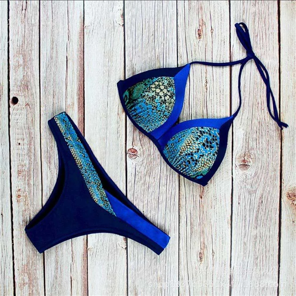 Snake Print Patchwork Women Bikini Set Retro Exotic Female Bikinis Tropical Flounce Swimwear String Swimsuit 17 Color Size XXL 10