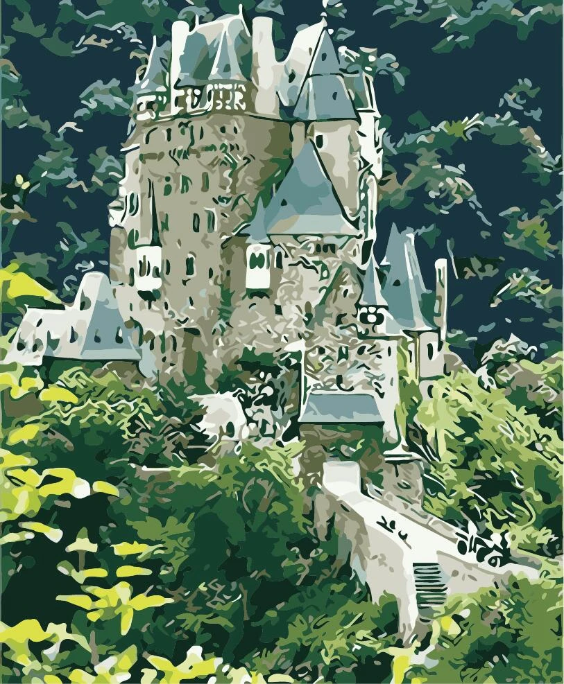 

Frameless painting by numbers Castle landscape art paint by number paintings Drawing a coloring numbering kit on the canvas