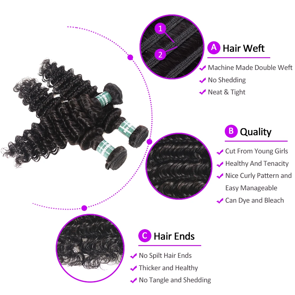 HairUGo Hair Malaysian Hair Bundles With Closure Deep Wave Bundles With Closure Non Remy Human Hair Bundles With Closure HairUGo Hair Malaysian Hair Bundles With Closure Deep Wave Bundles With Closure Non Remy Human Hair Bundles With Closure