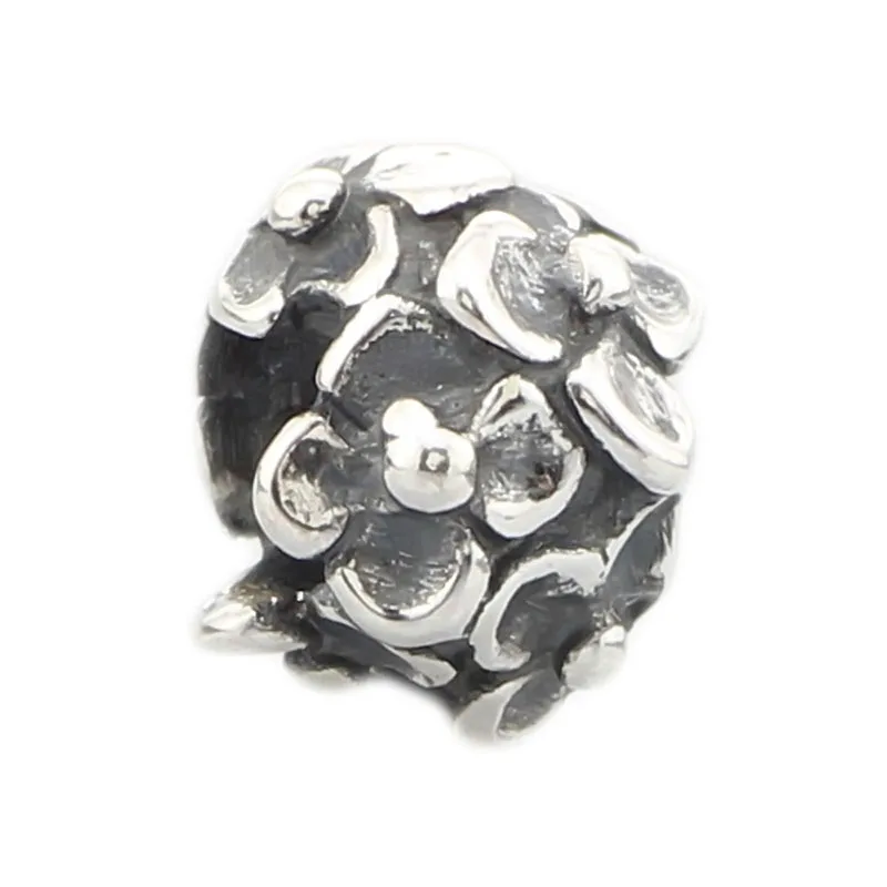 

925 Sterling Silver Hydrangea Charms Beads Fit European 3.0mm Bracelet Not Original Jewelry