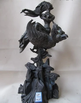 

song voge gem S0133 15"Tibet pure bronze Copper Fairies ride on beast Garuda bird statue