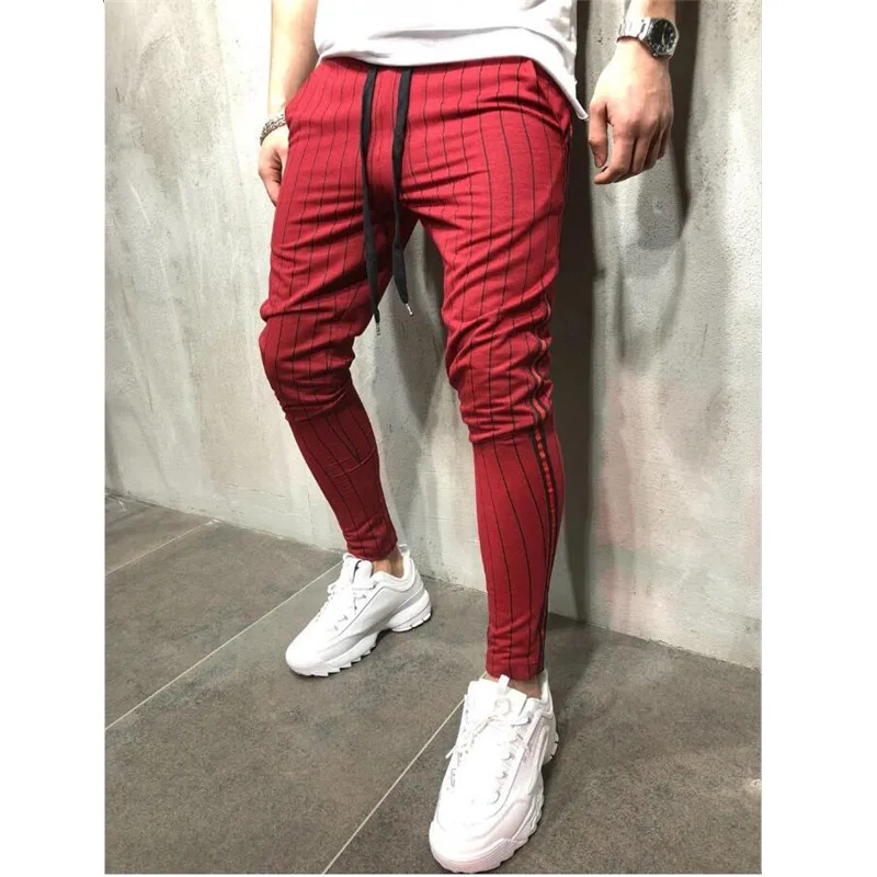 Harlan pants autumn new European and American style men's slim personality casual pants sports stripes design jogging trousers