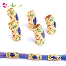 Золотые и сапфировые волосы Бусины Металлические запонки дредлок Клипсы из бисера золотые волосы металлические трубки волосы кольца для Senegalese крючком оплетка