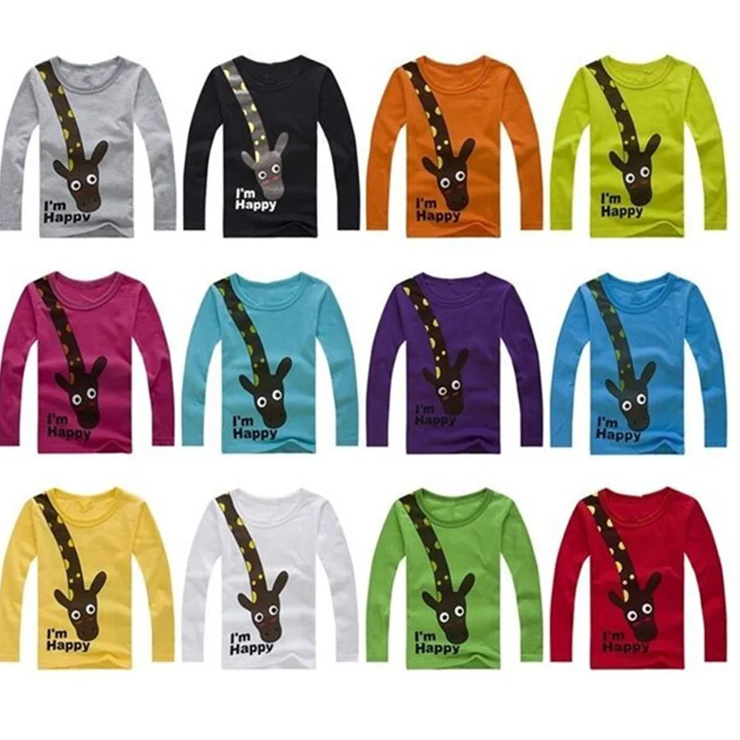 

100% Cotton T Shirt Long Sleeve Spring/Autumn Cartoon T shirts for Boys Girls Casual Tees Spring Autumn Children Kids Clothes