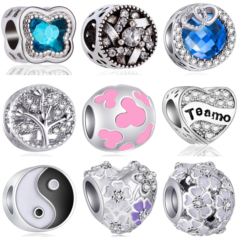 

Btuamb High Quality Crystal Enamel Mickey Heart Butterfly Bear Beads Fit Pandora Original Charms Bracelets for Women DIY Jewelry