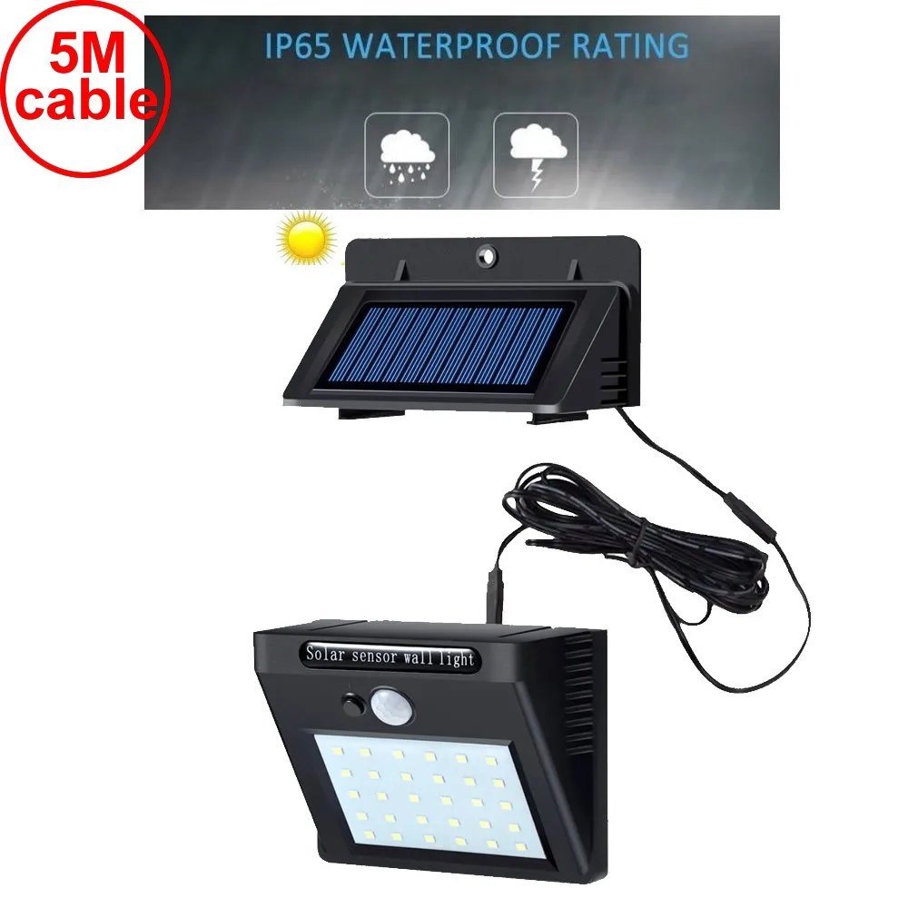 

30 leds solar light split mounting pIR motion sensor led indoor outdoor lamp waterproof ip65 for street garden patio home camps