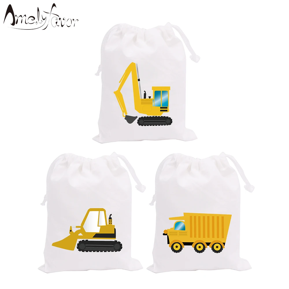 Construction Trucks Theme Party Bags Candy Gift Digger Series 2 Decorations Birthday Event Container Supplies | Дом и сад