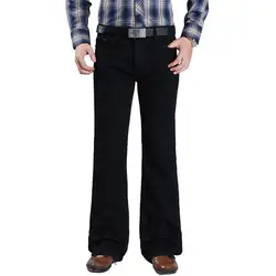 Джинсовые брюки с широким клёшем, большие размеры 26-36, мужские повседневные деловые брюки высокого качества