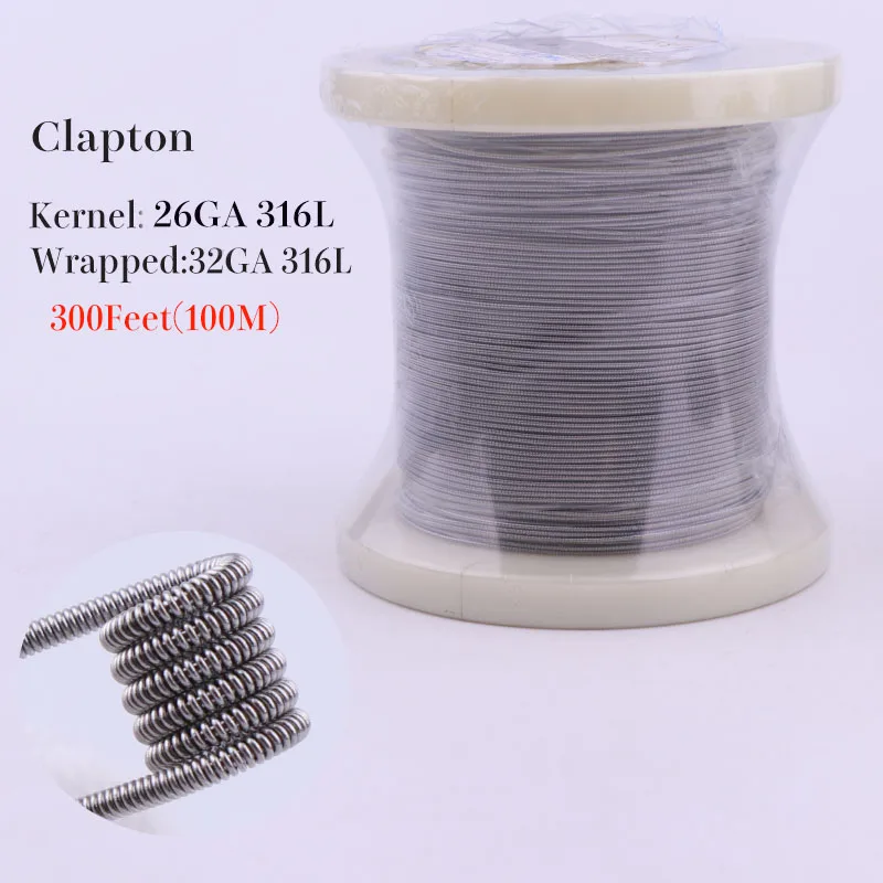 Xfkm 300 футов (100 м)/рулон SS316L Тигр Сплавленный Clapton чужой провода нагревательного провода для RDA РБА ввиду распылитель катушки испарителя