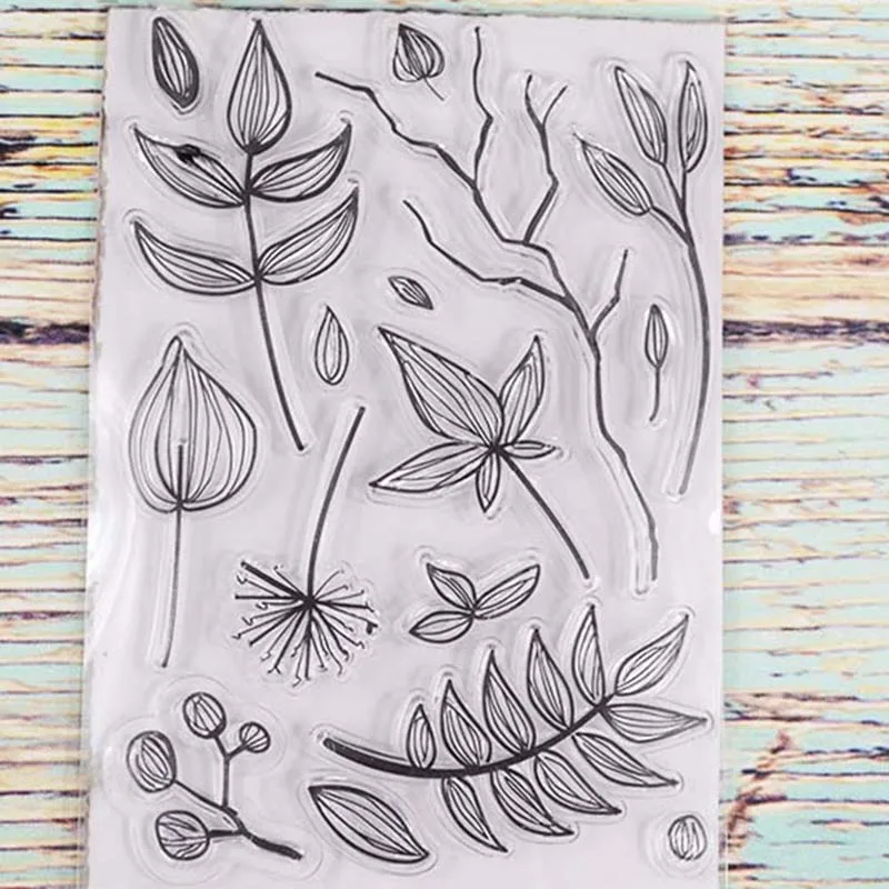 

Leaves Transparent clear stamp for DIY Scrapbooking/Card Making/Kids Christmas Fun Decoration Supplies