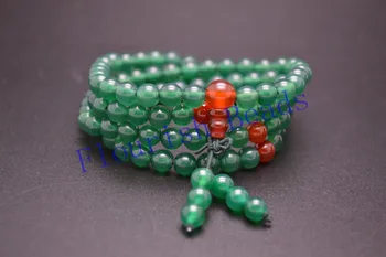 

Multilayer Mala Elastic Line Bracelet 6mm 108 Green Onyx Stone Round Smooth Beads