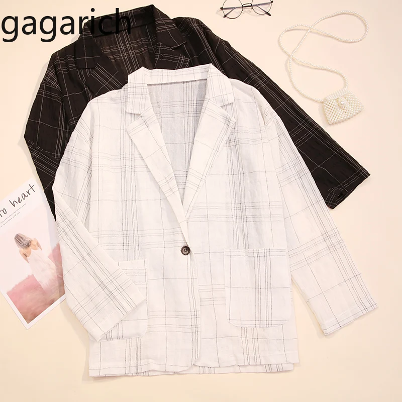 

Gagarich Women Blazer Korean Version Loose Long Sleeves One Button Thin 2019 New Ladies Transparent Blazers