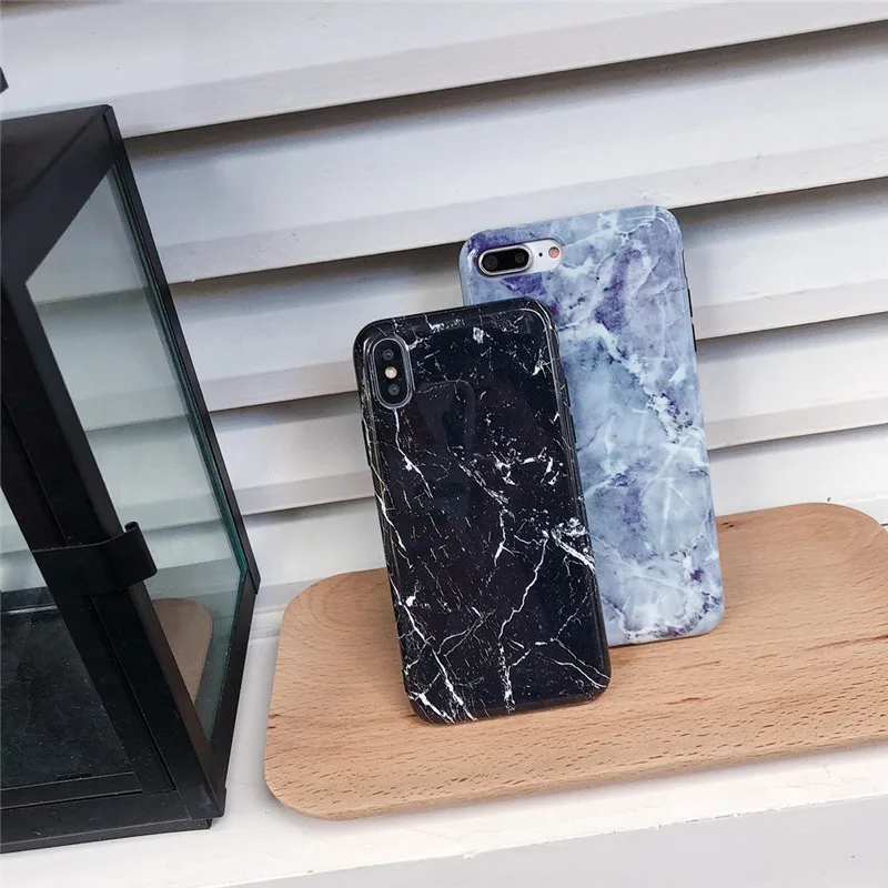 LUDI Vintage Marble Pattern Phone Case for iPhone 7 Cases for iPhone X 6 6s 8 7 Plus Soft Silicon Black Blue Glossy Coque Capas 03