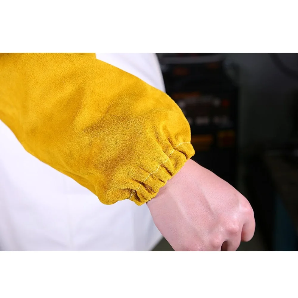 Professional Welder Arm Protection Sleeves Split Cowhide Leather Sleeves 48cm 19" Long CE Approved Welding Sleeves Professional Welder Arm Protection Sleeves Split Cowhide Leather Sleeves 48cm 19" Long CE Approved Welding Sleeves