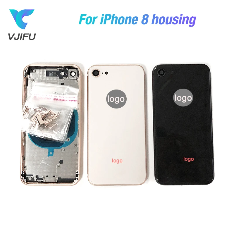 

For Apple Chassis iPhone 8 8 Plus Housing Middle Frame Bezel Battery Door Rear Cover Body With Flex Cables Buttons with LOGO