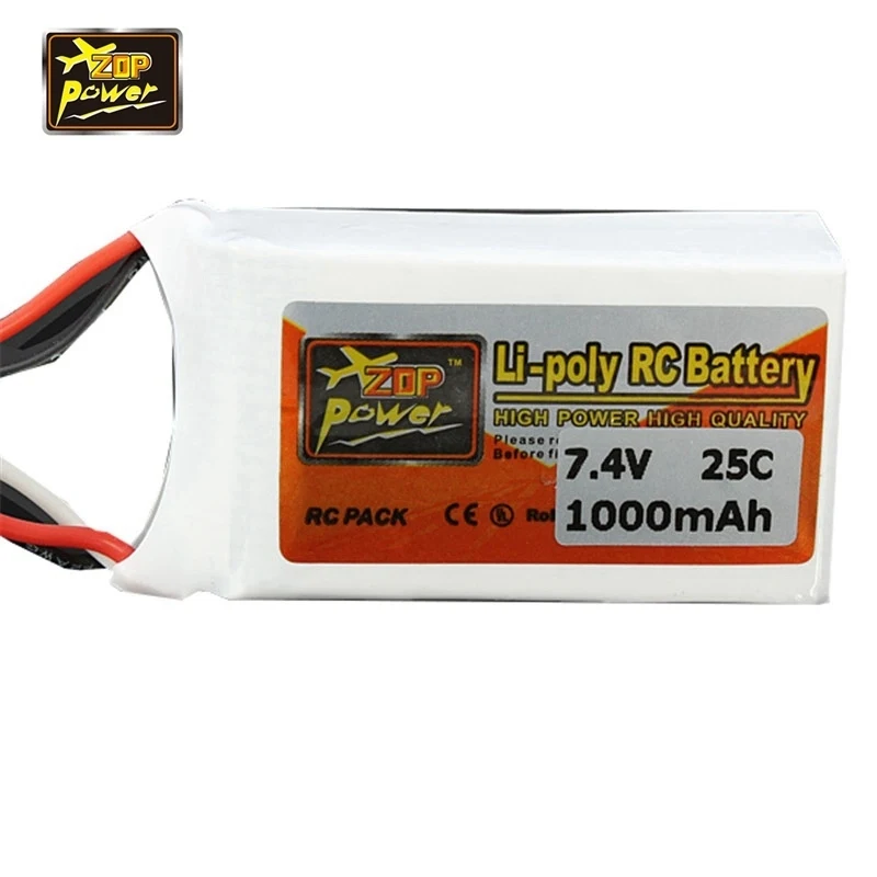 Перезаряжаемый ZOP Power 7,4 V 1000 mAh 2 S 25C Lipo Батарея JST Разъем для RC квадролет с дистанционным управлением с видом от первого лица Квадрокоптер игрушка "сделай сам" запасные Запчасти