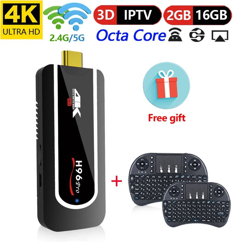 

H96 Pro H2 4K TV Stick 2gb 16gb Netflix Android TV Stick Dongle Octa Core Amlogic S912 2.4g 5g Wifi Intelligent Android mini pc