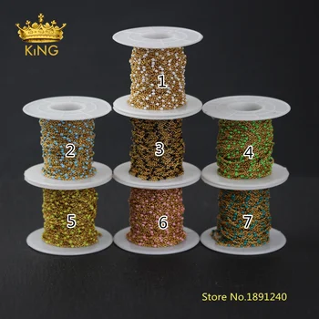 

5meter/lot 2mm Tiny Enamel Beaded Chains DIY Bracelet Jewelry,Plated Gold Stainless Steel Wire Wrapped Enamel Dot Chain Findings