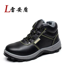 Mode schwarz echtes leder stahlkappe arbeitssicherheit stiefeletten männer fell frühling herbst winter schnee schuhe big size warme sapato