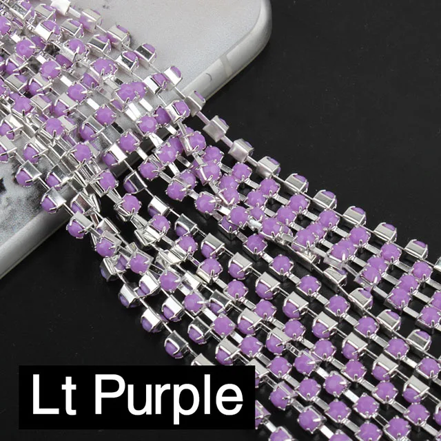 SS12 10 ярдов Акриловые стразы Серебряная цепочка 14 цветов для одежды аксессуары - Цвет: Lt purple (Silver)