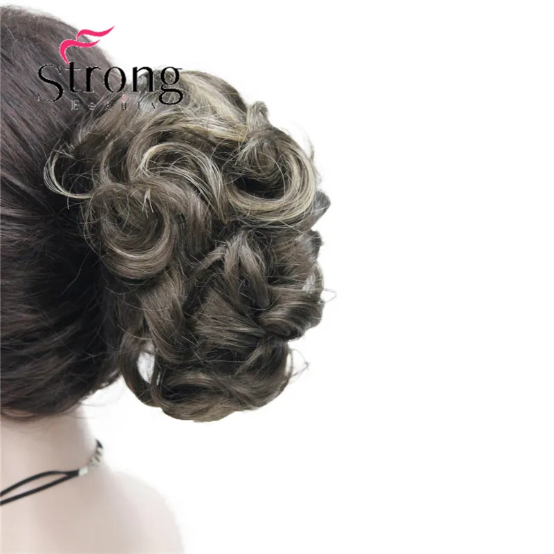 E-945B 8TT124Fashion Women's Brown mix Synthetic short Curly Wavy Claw Clip Ponytail Pony Tail Hair Extension hairpiece free shipping (4)