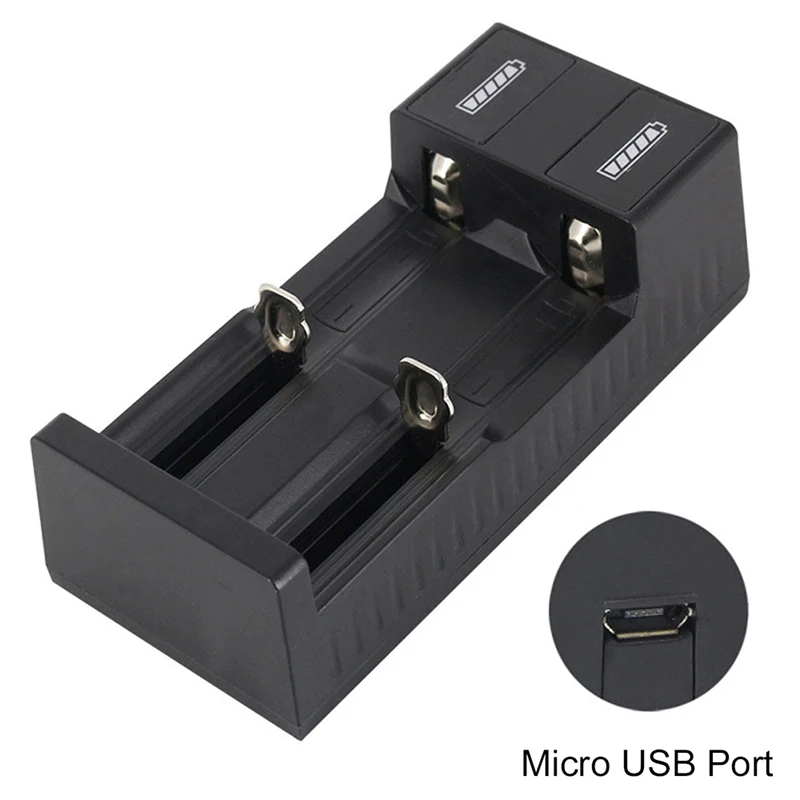 Универсальное зарядное устройство с двумя слотами защитой от USB для 18650 Li Ion (без