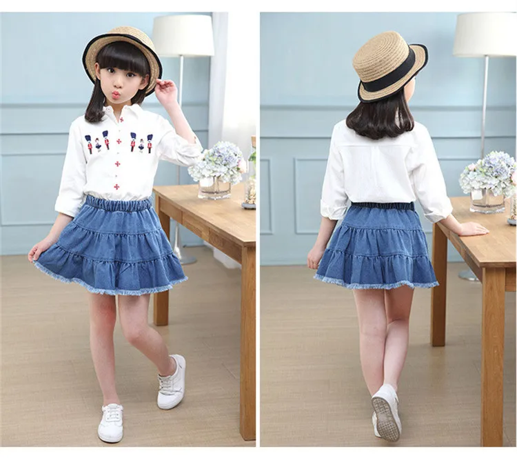 3-12 y children girls clothes denim skirt and top sets long sleeve shirts summer clothing for girl outfit 10 12 year kids set (3)
