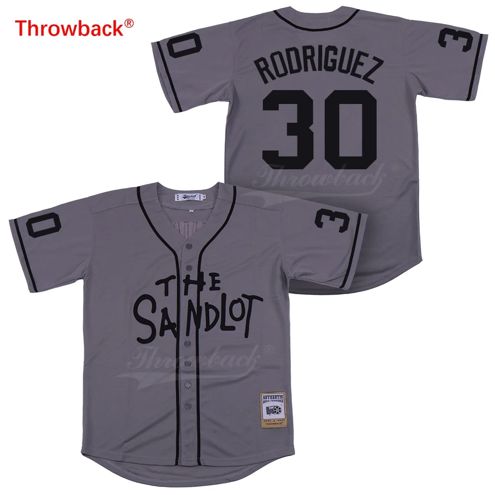 

Throwback Jersey Men's The Sandlot Movie Baseball Jerseys 30 Rodriguez Jersey Gray White 3D Shirt Size S-XXXL Free Shipping