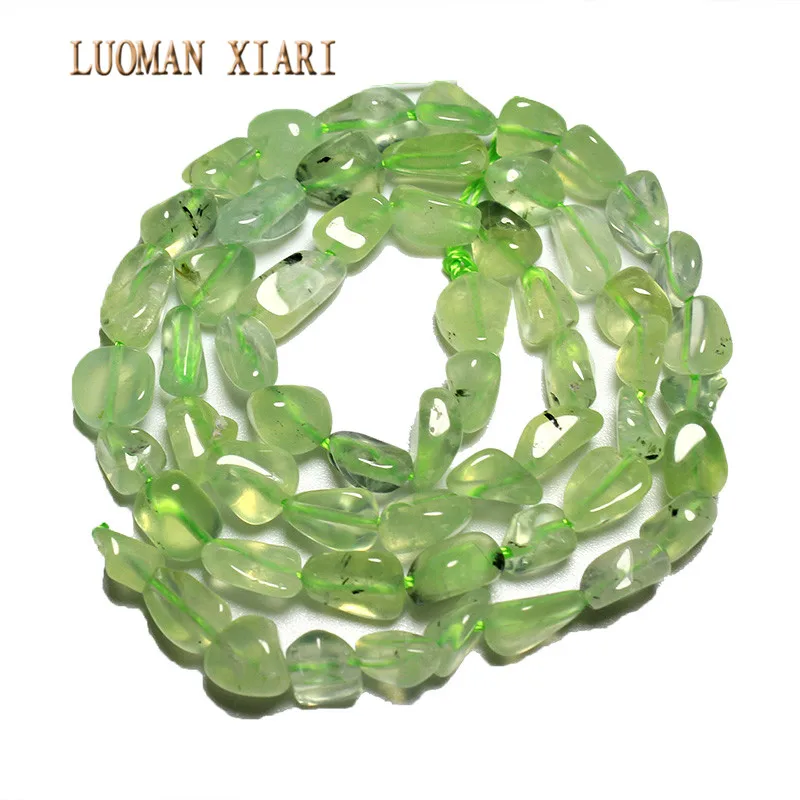 

4-8 mm Irregular Straight Hole Natural Prehnites Green Crystal Stone Beads For Jewelry Making DIY Bracelet Necklace Strand 15''
