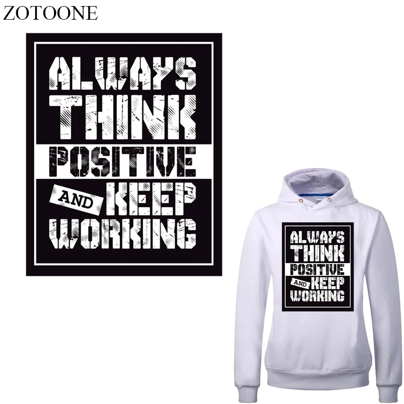 

ZOTOONE Fashion Letter Patch Heat Transfer Vinyl Stickers for Clothing DIY T-shirt Appliques Stripes on Clothes Thermal Press