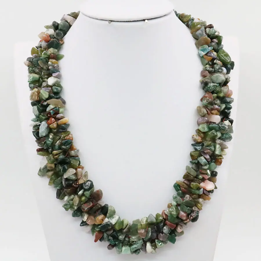 

Natural India Onyx Irregular Beads 3Rows Necklace Chain Jewelry Making Girls Party Gifts 15inch Lucky Stone Hand Made Ornaments