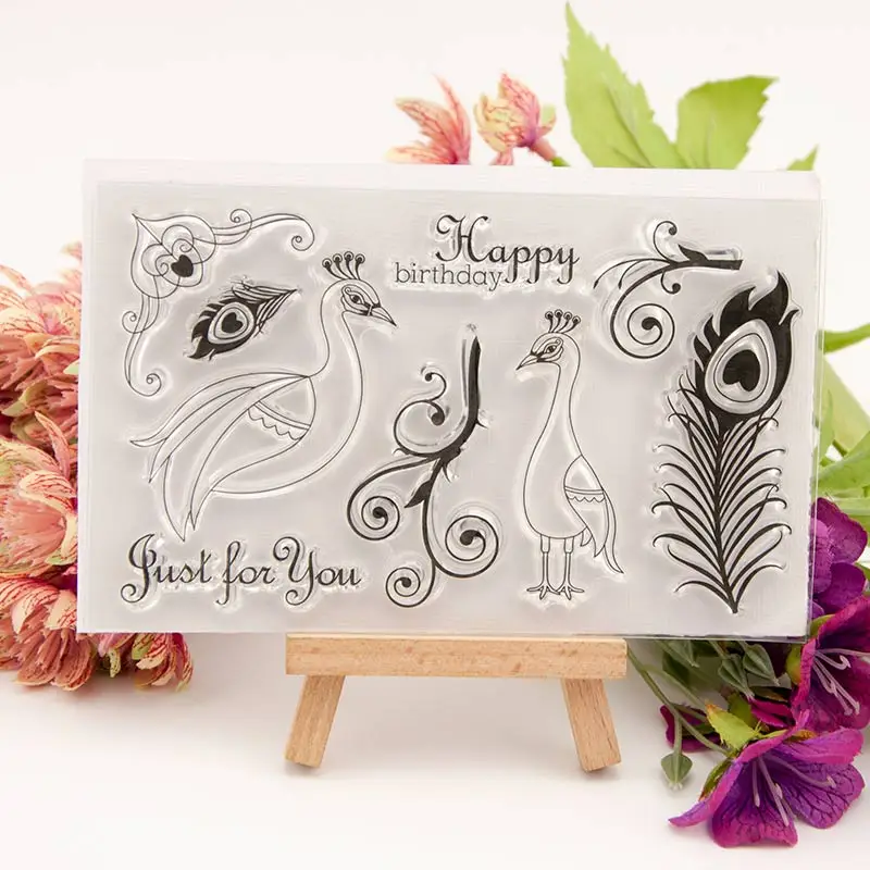 

Peacock stamp Clear Stamp for Scrapbooking Transparent Silicone Rubber DIY Photo Album Decor 1427