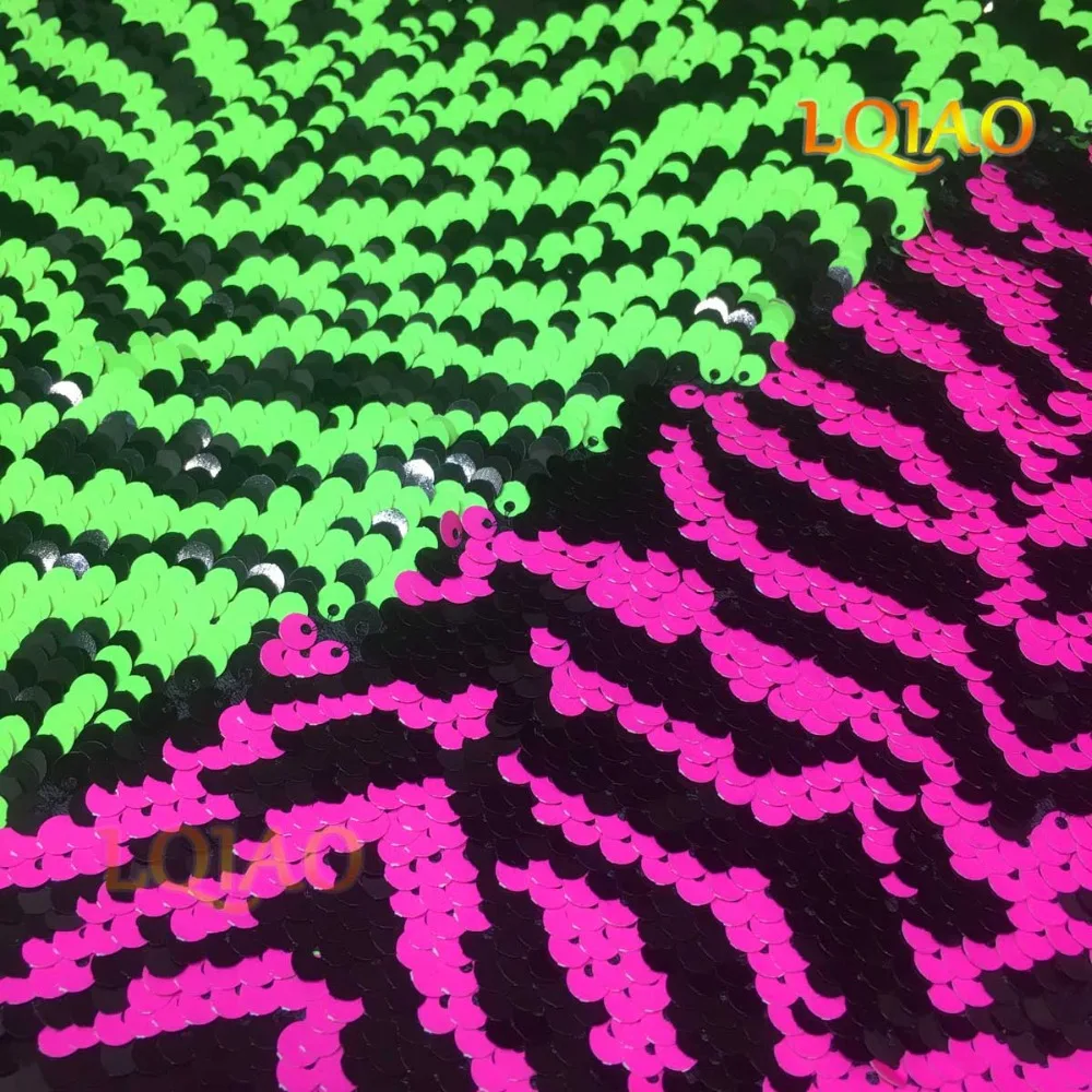 Zebra Neon Pink Reversible Sequin Fabric 01