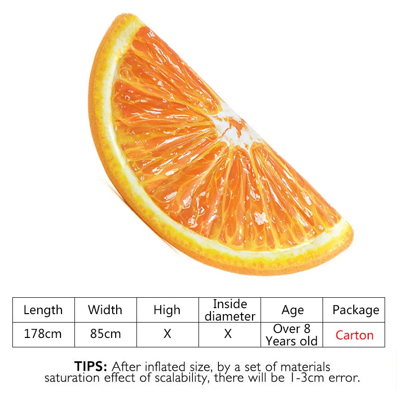 Водные виды спорта надувной полуарбуз бассейн поплавок бассейн надувной Апельсин/киви Фрукты надувной матрас лежать на остров - Color: Orange
