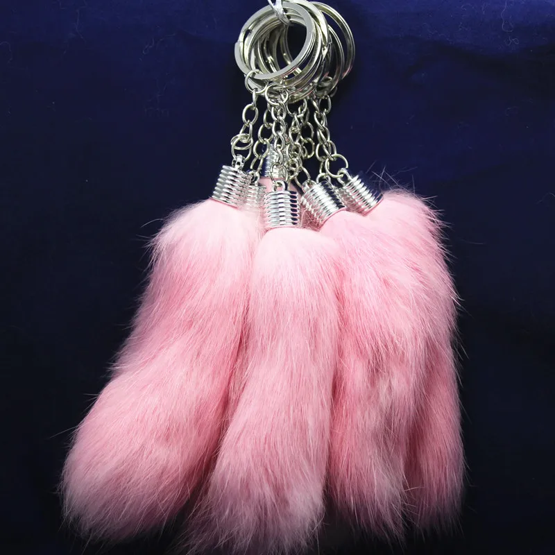 

Fashion 13 color Rabbit Fur key chains tail design red black blue purplev yellow orange white Bag chains
