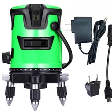 5 линий, 6 точек, зеленый лазерный уровень 360 градусов, вращающийся перекрестный лазерный уровень с наружным режимом и режим наклона, супер мощный x0.5