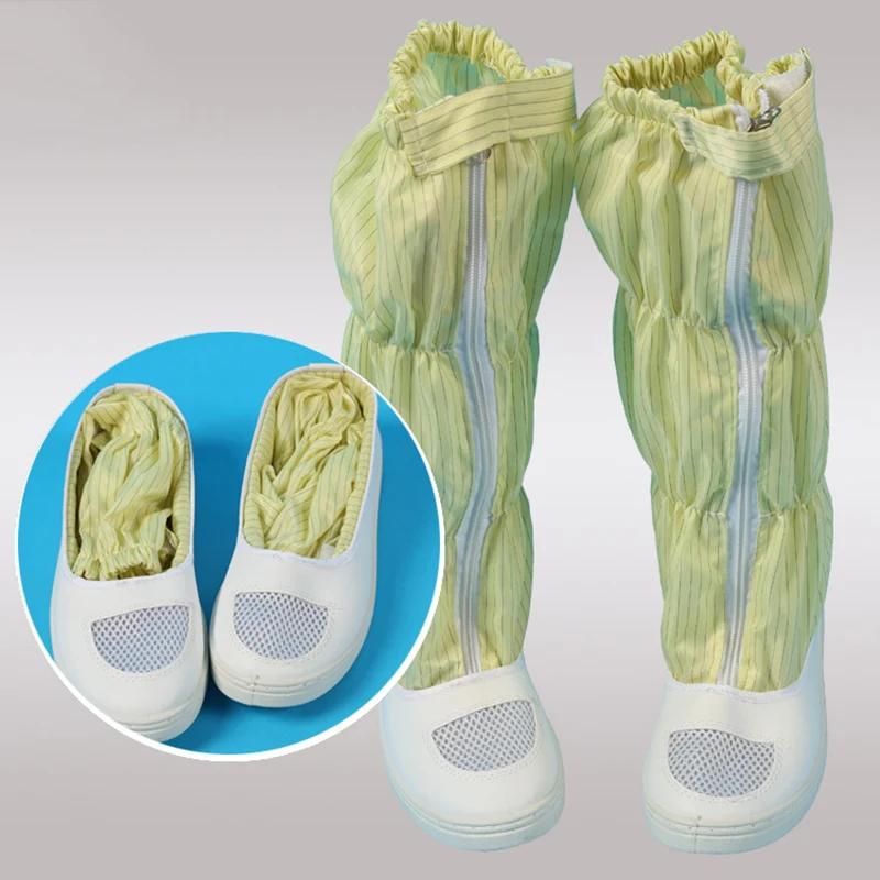 Anti-static Safety Shoes Long Boots Workshop Dust-free Cleanroom PVC Sole ESD Work Plain Shoes High Tube Protective Boots 35-45 (2)