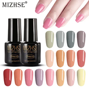 

MIZHSE 7ML Nude Gel Polish UV Lamp Lacquer Pink Color Series Nail Gel Polish French Grey Nail Polish Soak Off Gel For Manicure
