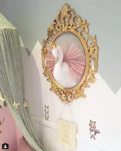 3D Wall Hanging Decorations Cute Crown Swan Stuffed Dolls 40X54cm Bedroom Wall Hanging Deco Weddings Birthday Toys Gifts