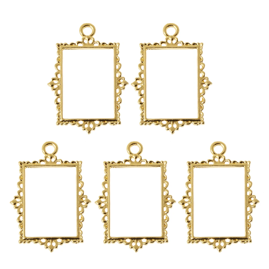 

5Pcs Vintage Hollow Album Frames Pendant Open Bezel Setting UV Resin Jewelry DIY